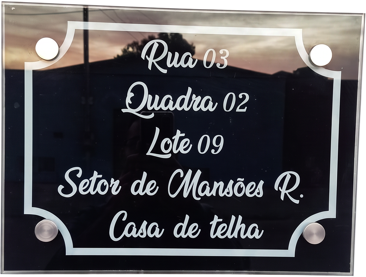 Placa de Endereço Luxo em Vidro